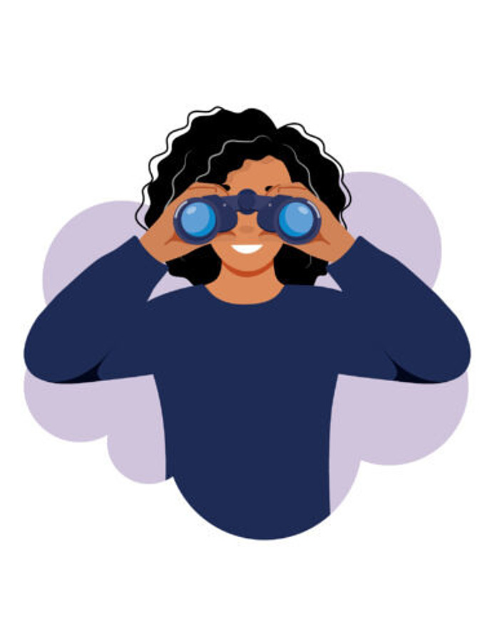 Illustration Frau mit Fernglas