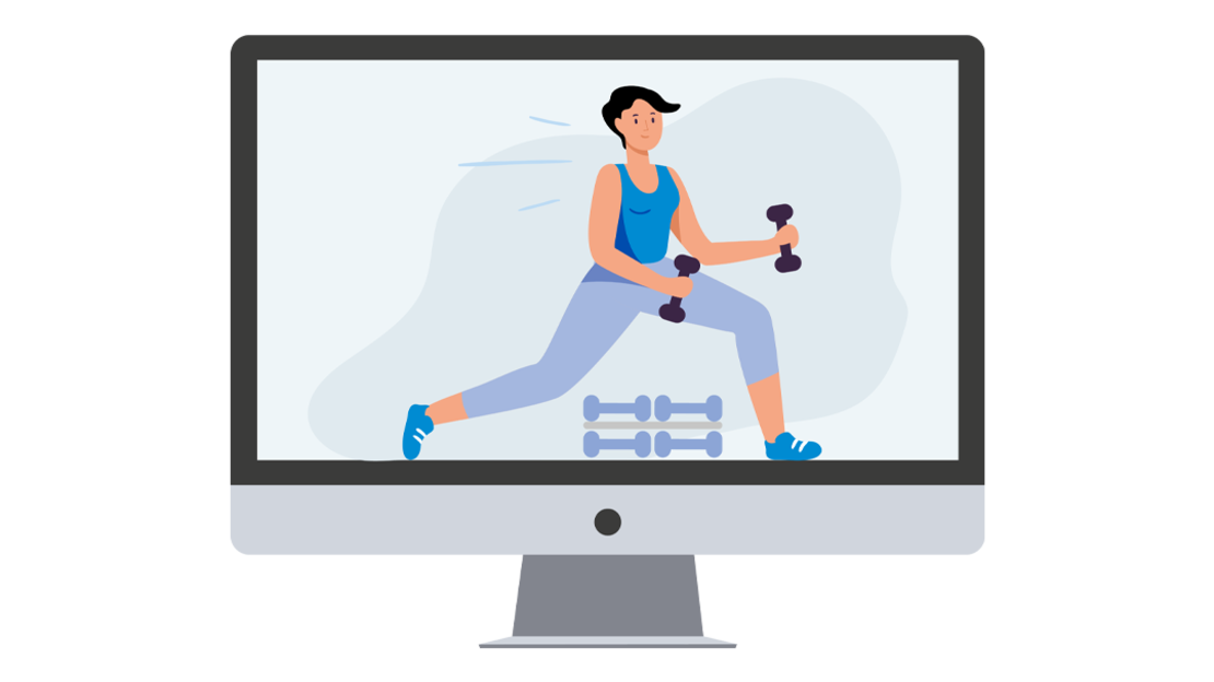 Illustration Bildschirm mit Online-Gesundheitskurs