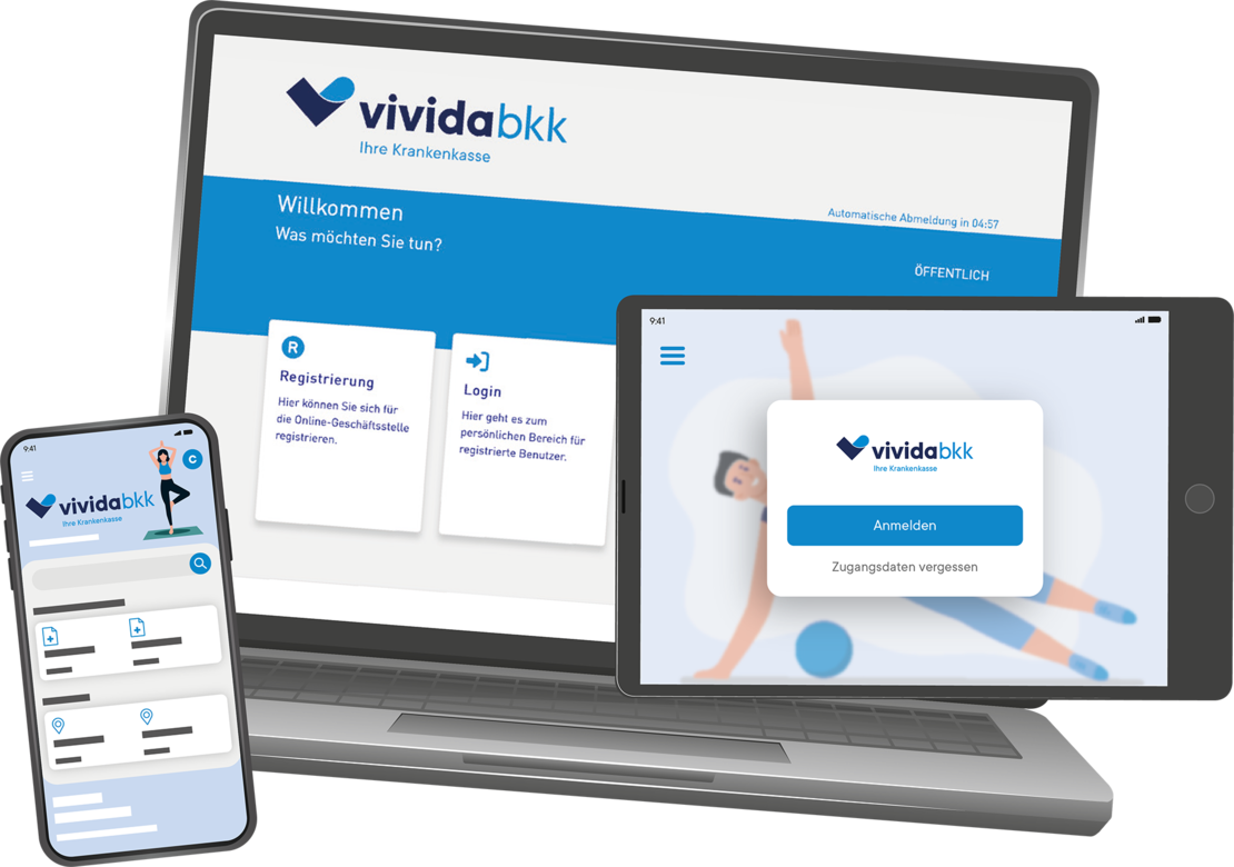 Digitale Geräte mit vivida bkk-Anwendungen