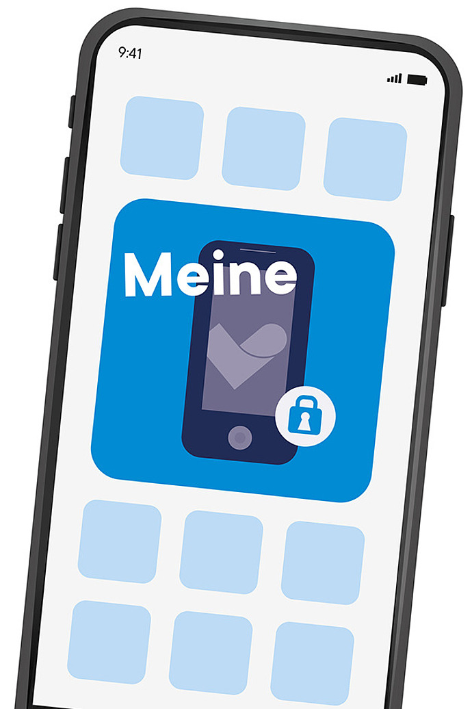 Illustration eines smartphones mit der vivida bkk-App